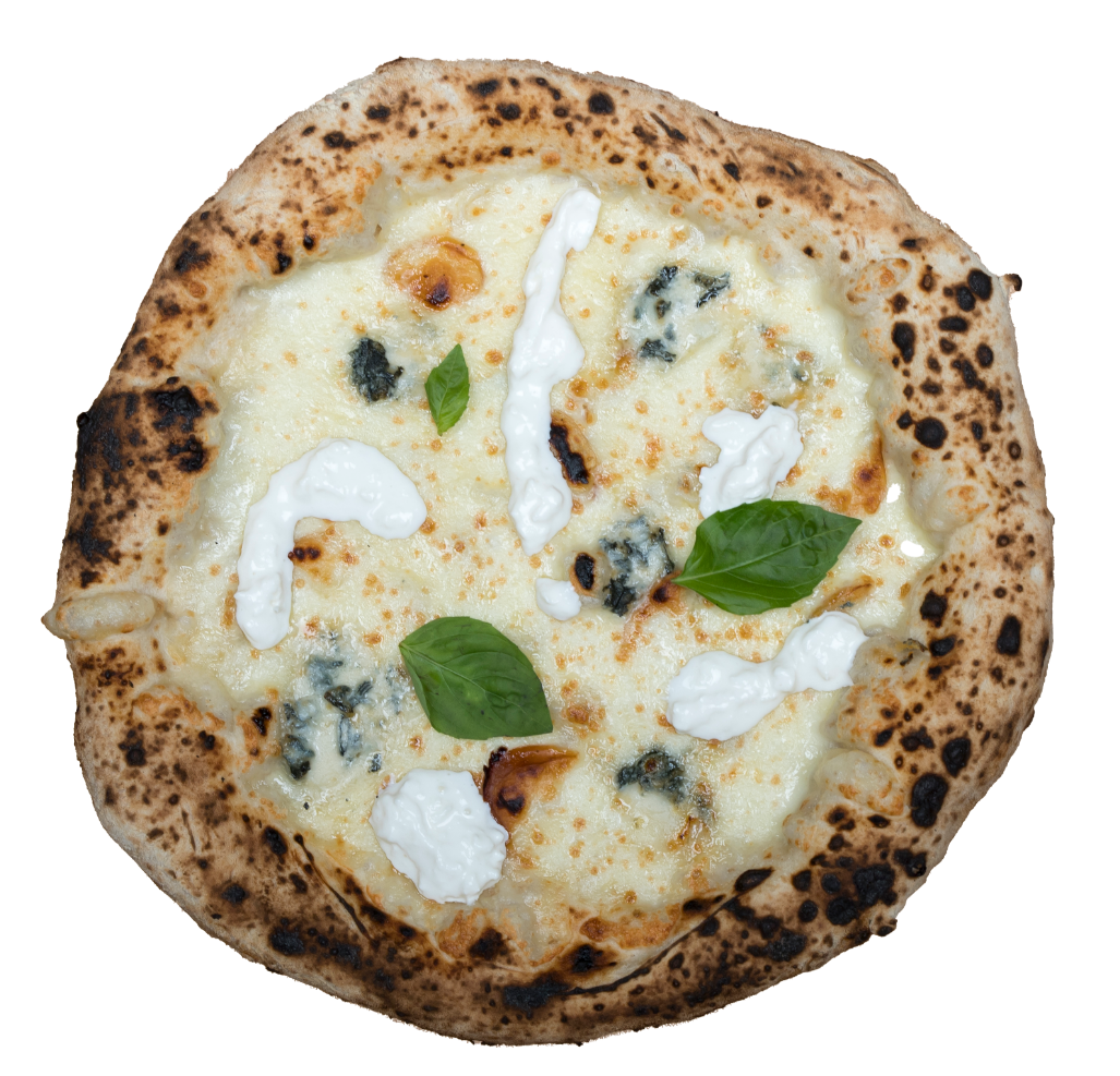 Pizza CANDIDO & FROMAGGIO
Mozzarella, basilic frais, Provola affumicata, Gorgonzola