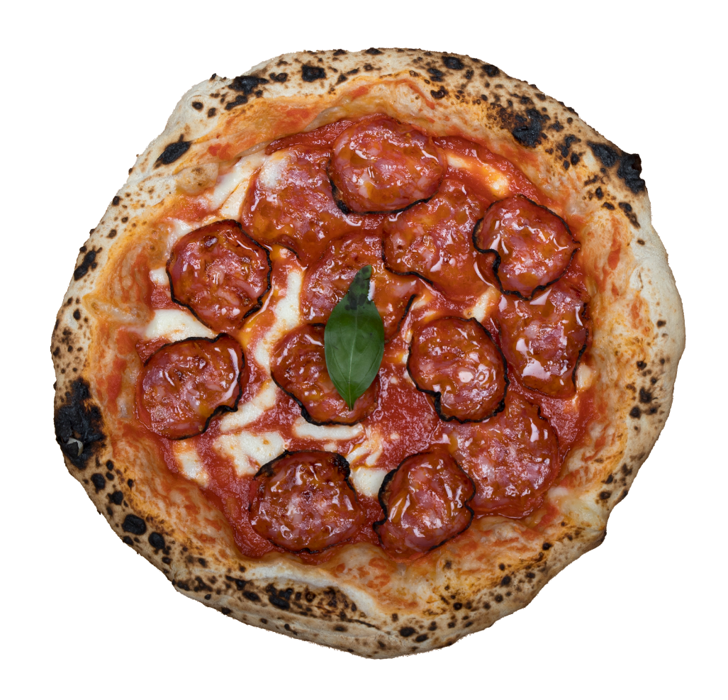 Pizza PEPPE RESISTE
Sauce tomate, basilic frais, Mozzarella, Pepperoni
